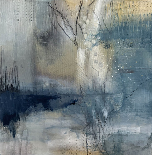 geschäftiges Treiben in einer bizarren Landschaft by Nicole Nöhren, Painting for Sale on Select