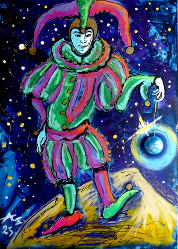 Harlekin by Johann Acher, Painting for Sale on Select