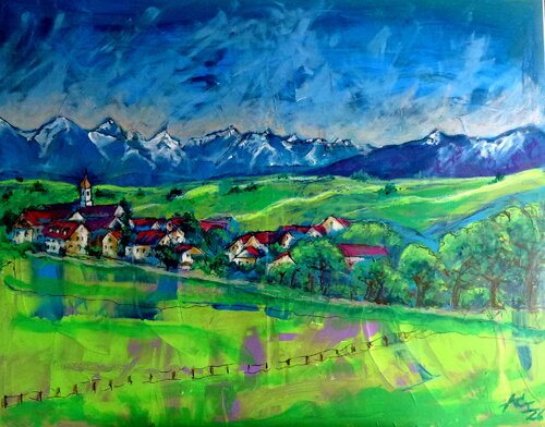 bayerisches Dorfidyll by Johann Acher, Painting for Sale on Select