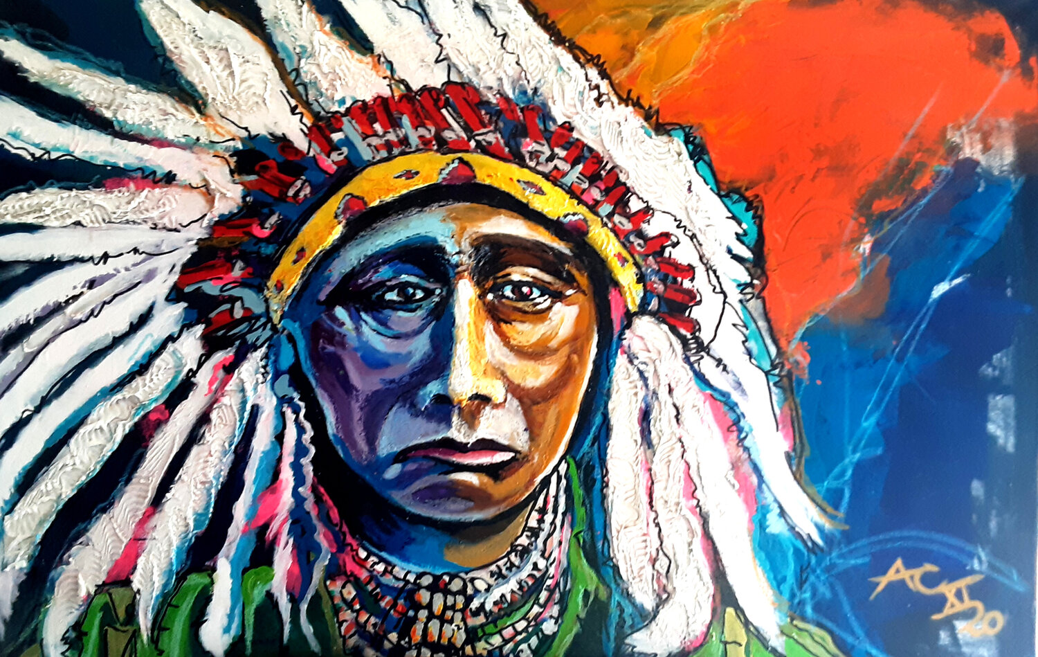 Häuptling Johann Acher Original painting for sale