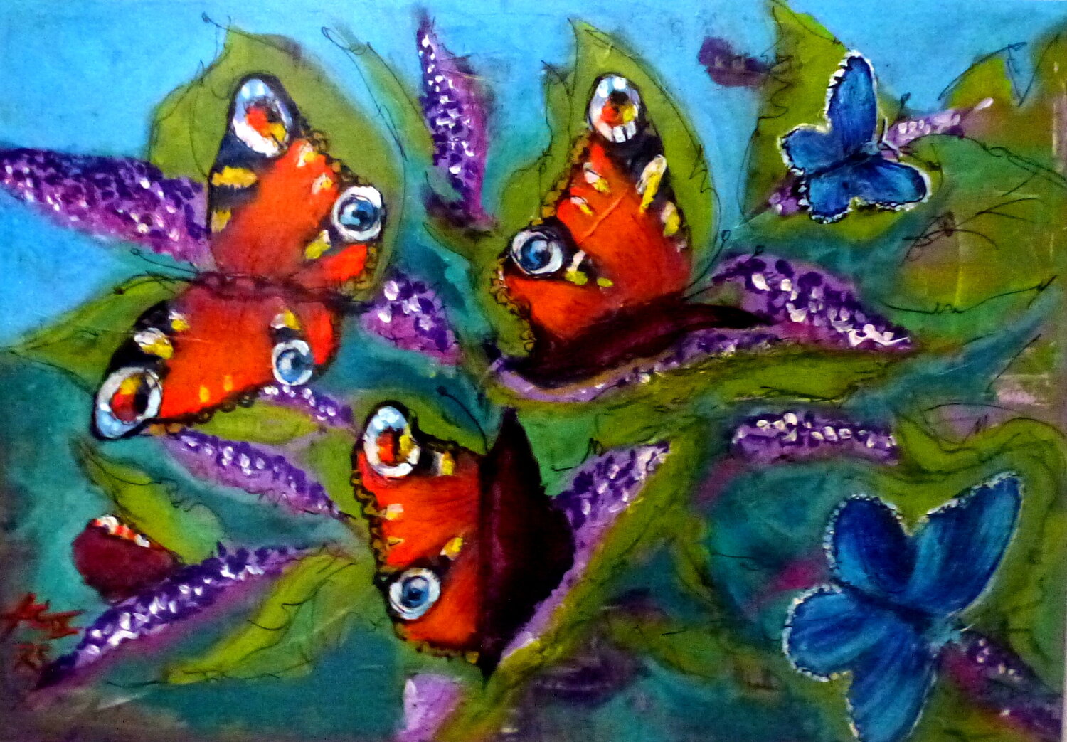 leuchtende Farbpunkte Johann Acher Original painting for sale