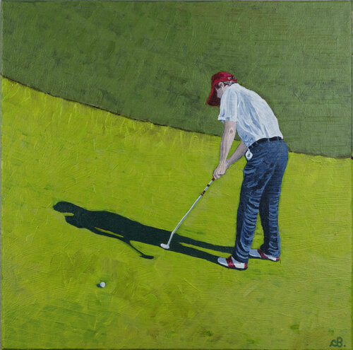 Golf and the Quit Line by Cinzia Beretta, Painting for Sale on Select
