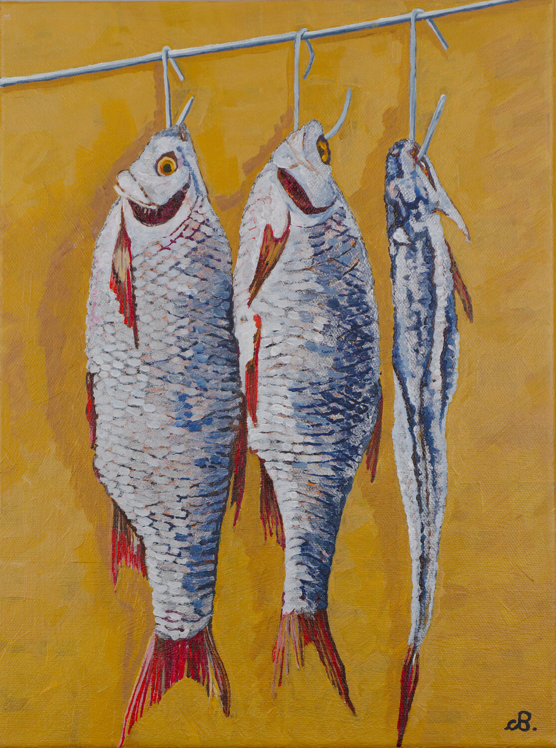 Three Fish Cinzia Beretta Original painting for sale