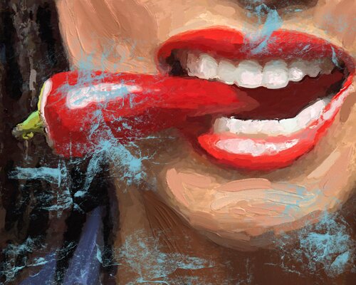 Whisper of Sensuality: Lips Revealing Stories" by Marina Fedorova, Painting for Sale on Select