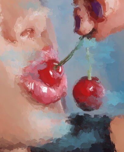 Cherry Lips by Marina Fedorova, Painting for Sale on Select