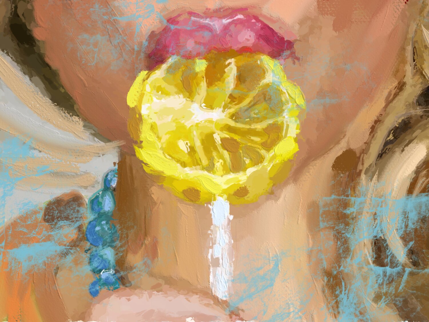 Sexy lips Marina Fedorova Original painting for sale