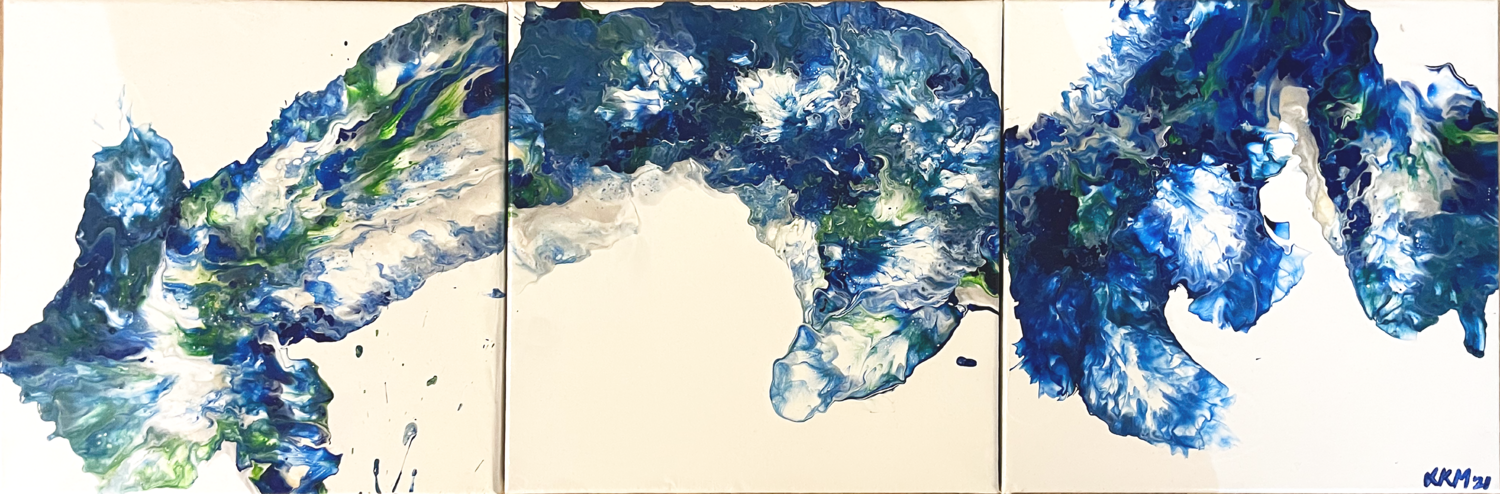 Pouring Weiß Blau Luisa Katharina Marschner Original painting for sale