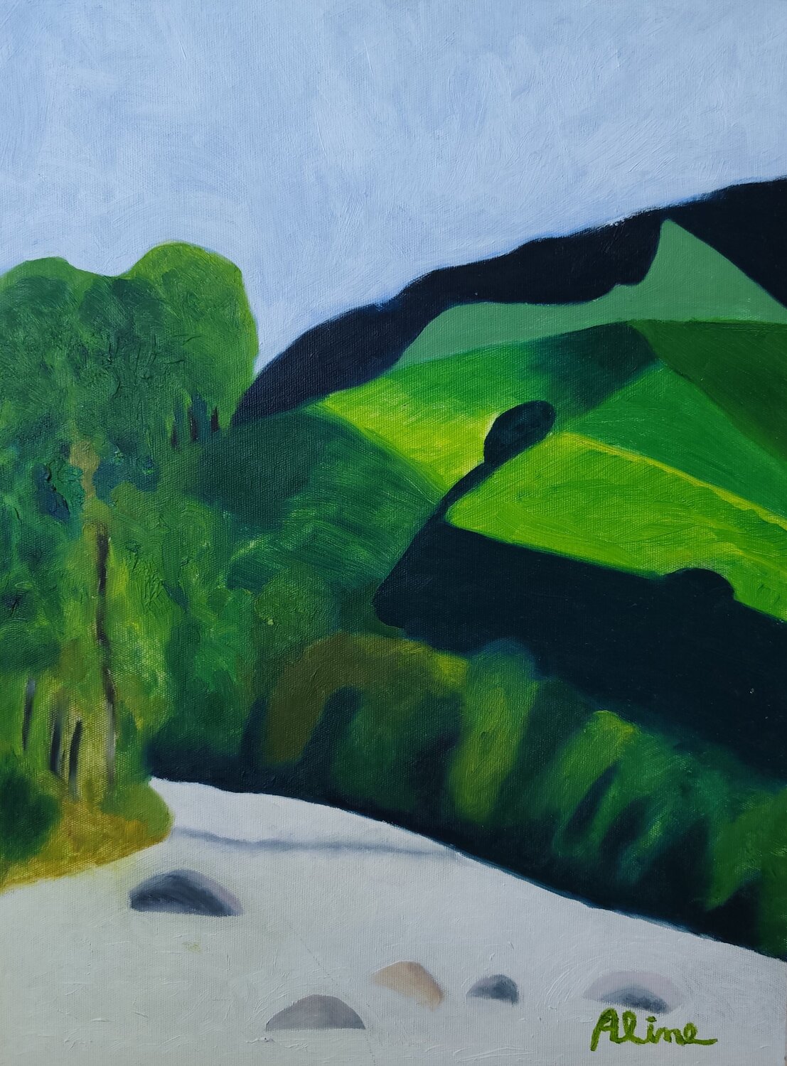 Verde di Merano Aline De Souza Lopes Originalgemälde zu verkaufen