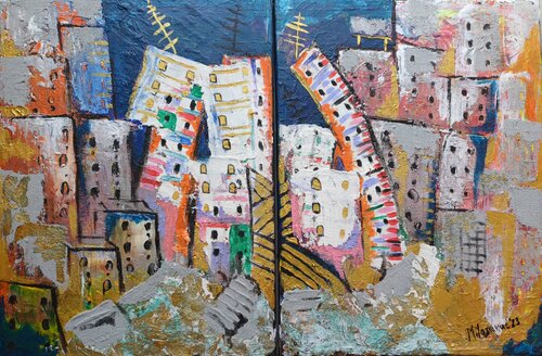 Happy city by Jasna Milosavac, Painting for Sale on Select