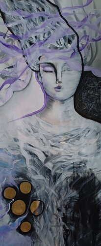 Violet poetry strom by Jasna Milosavac, Painting for Sale on Select