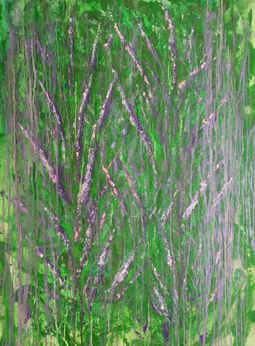 Lavandel im grünen See by Jasna Milosavac, Painting for Sale on Select