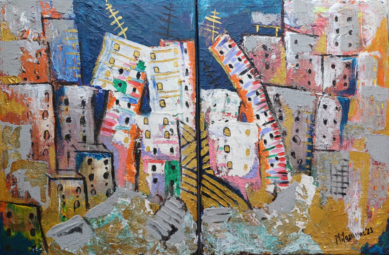 Happy city Jasna Milosavac Original painting for sale