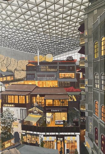 La colline du commerce by Sophie Cousineau, Painting for Sale on Select