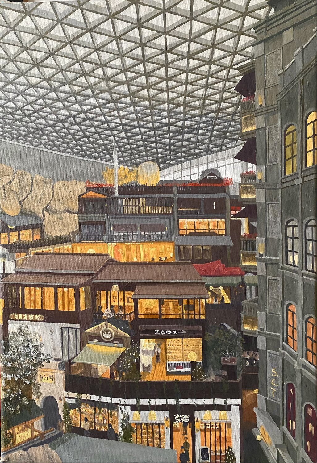 La colline du commerce Sophie Cousineau Original painting for sale