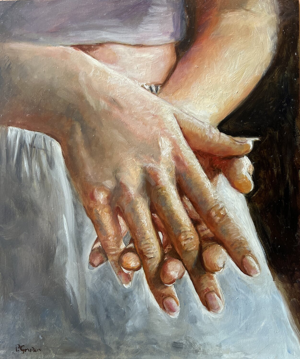 Study of hands Petra Gruiters Original painting for sale