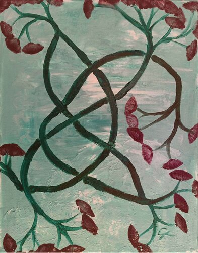 M, Red Flowers by An Hata Gorm, Painting for Sale on Select
