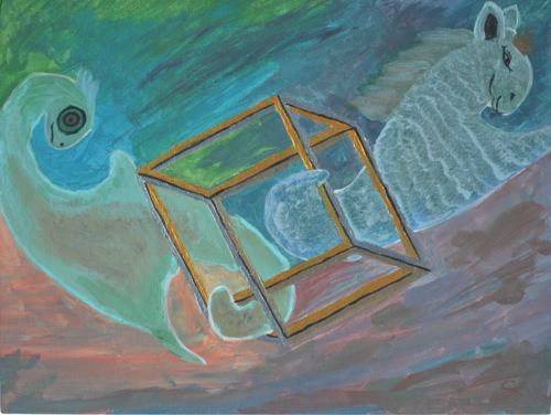 Fantastic Cube by An Hata Gorm, Painting for Sale on Select