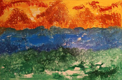 Grass, River, Sky -1 by An Hata Gorm, Painting for Sale on Select