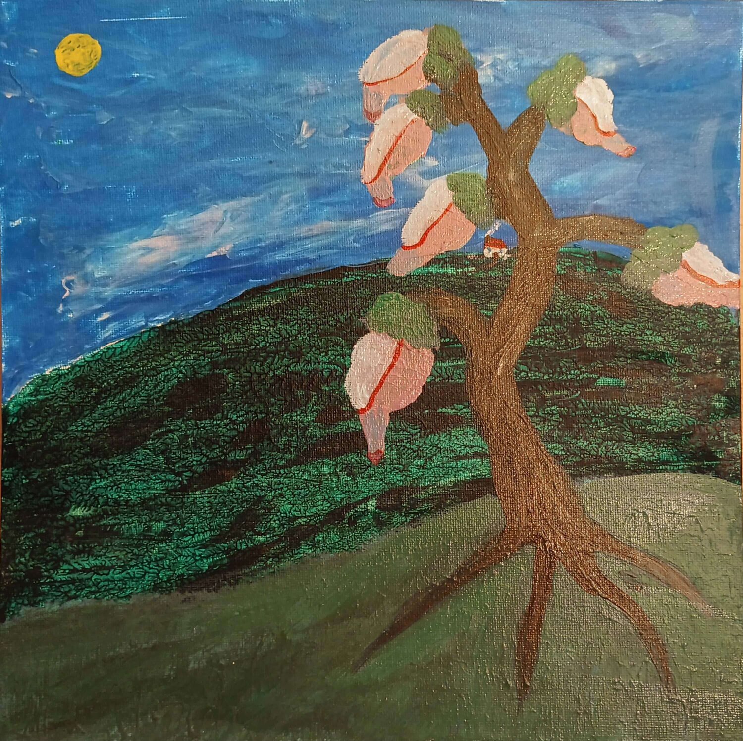 Pink Bird-Head Plant An Hata Gorm Original painting for sale