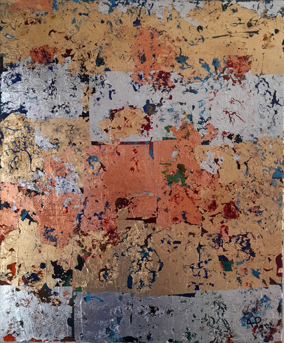 Espace et composition or, argent et cuivre 8 by Alexandre Pons, Painting for Sale on Select