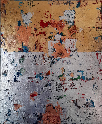 Espace et composition or, argent et cuivre 9 by Alexandre Pons, Painting for Sale on Select