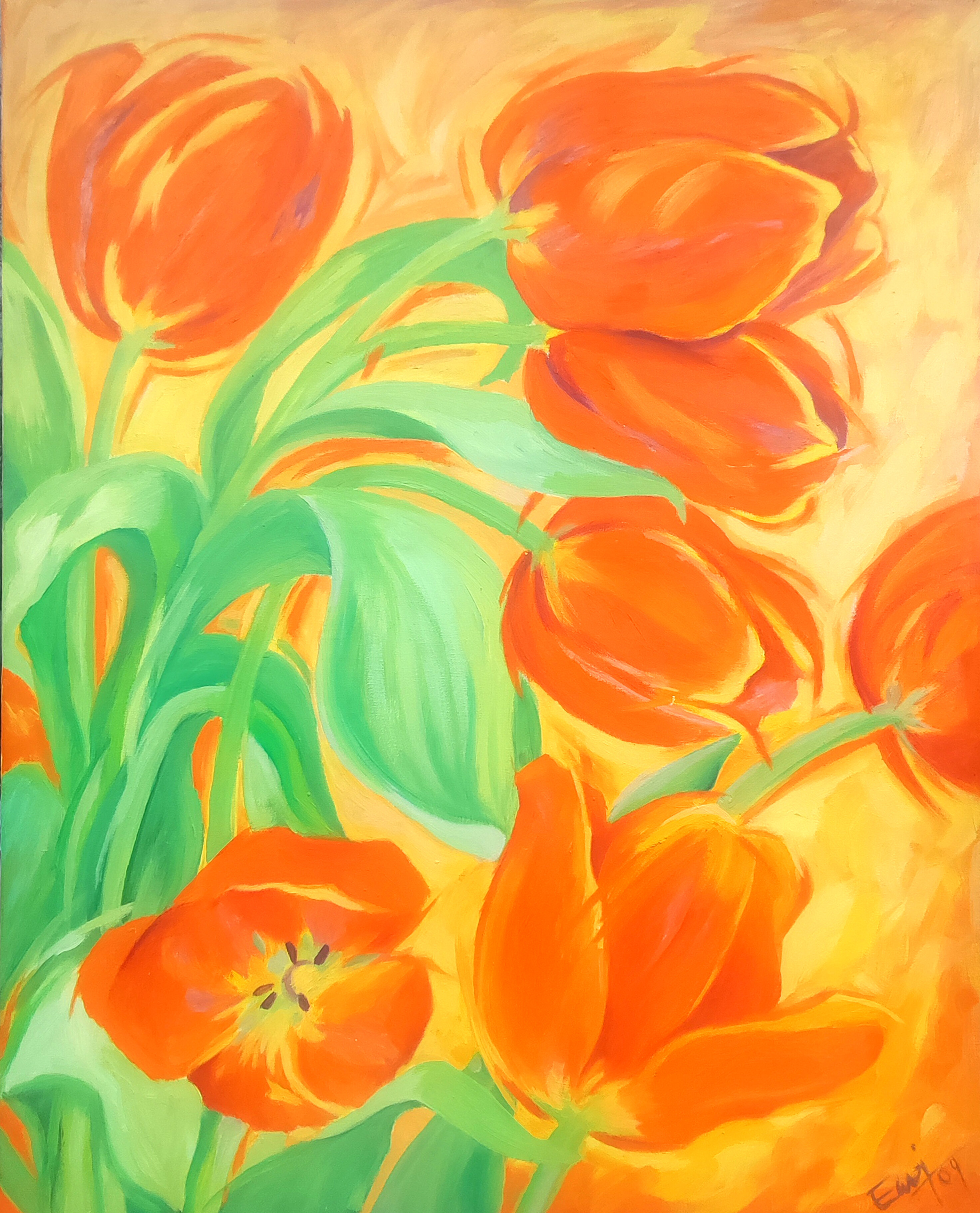 Orangefarbene Tulpen.