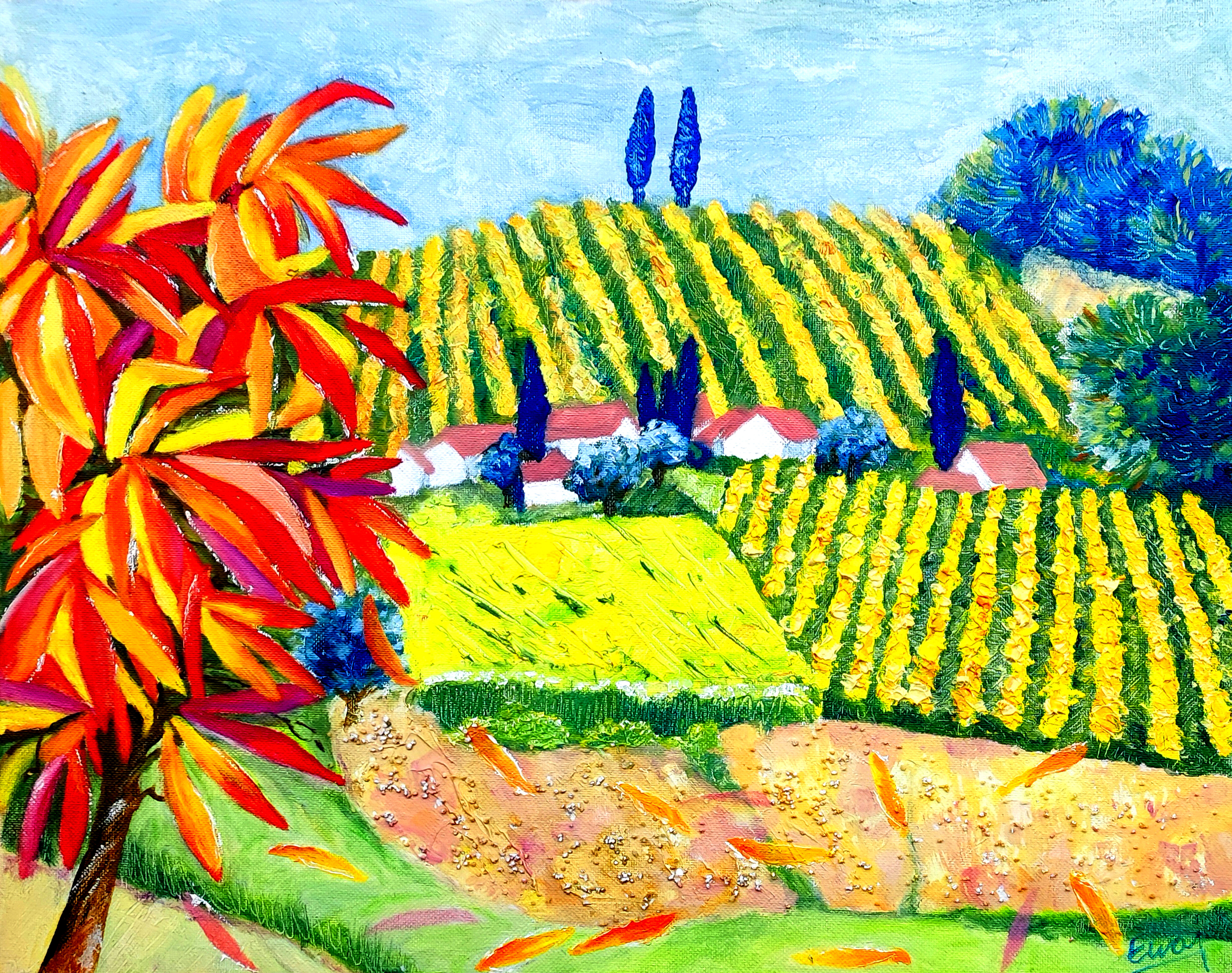Herbst, die Hügel, wo der Wein reift