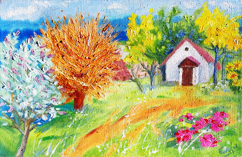 Herbstgarten by Ewa Jablonski, Painting for Sale on Select