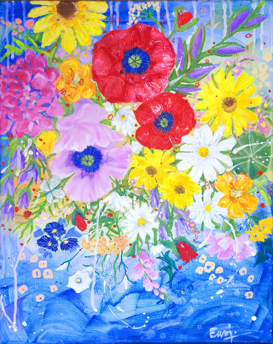 Spätfrühlingsblumen by Ewa Jablonski, Painting for Sale on Select