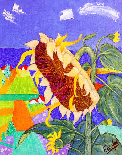 Sonnenblume 1 by Ewa Jablonski, Painting for Sale on Select