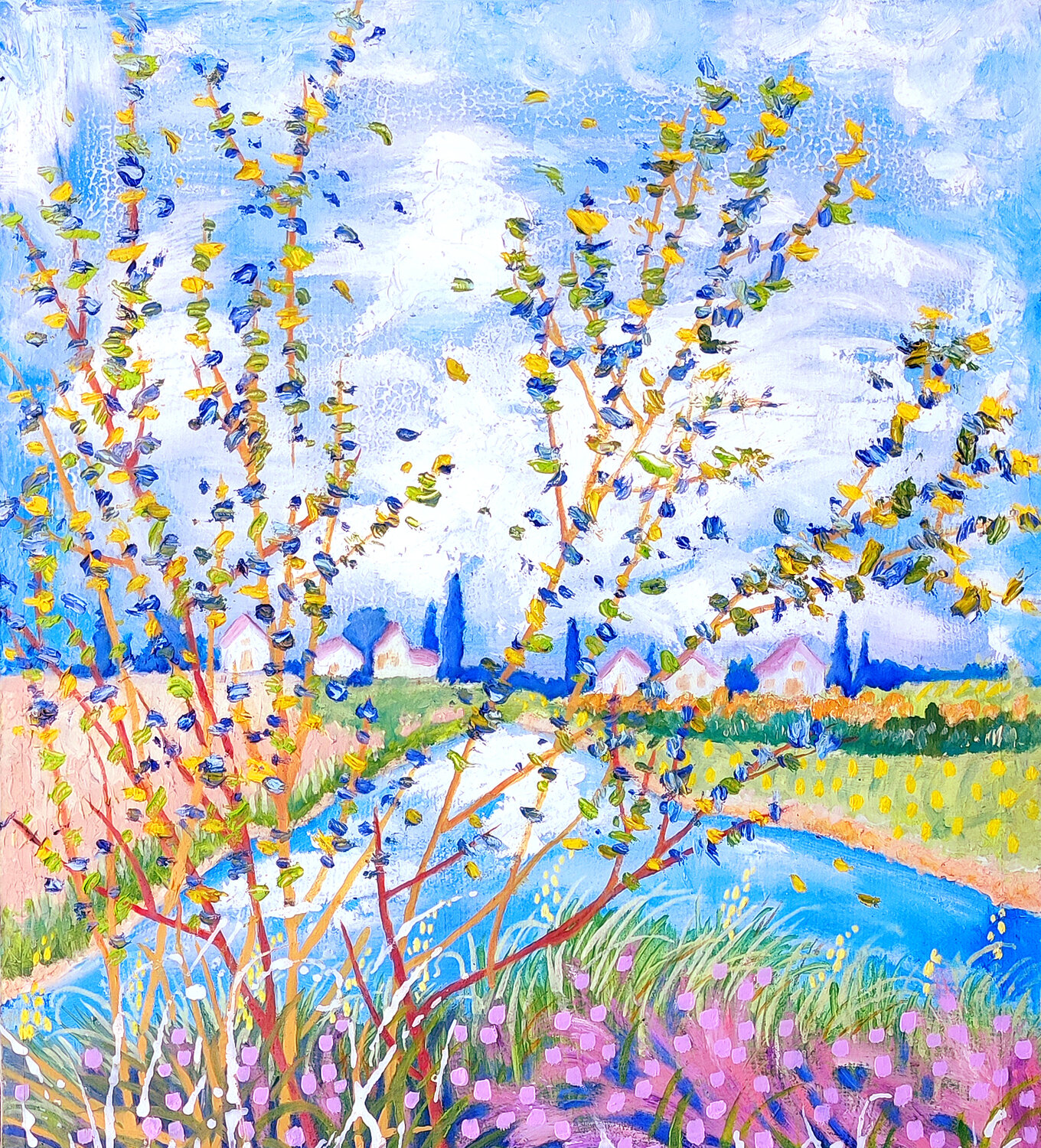 Landschaft mit einem wilden Teich Ewa Jablonski Original painting for sale