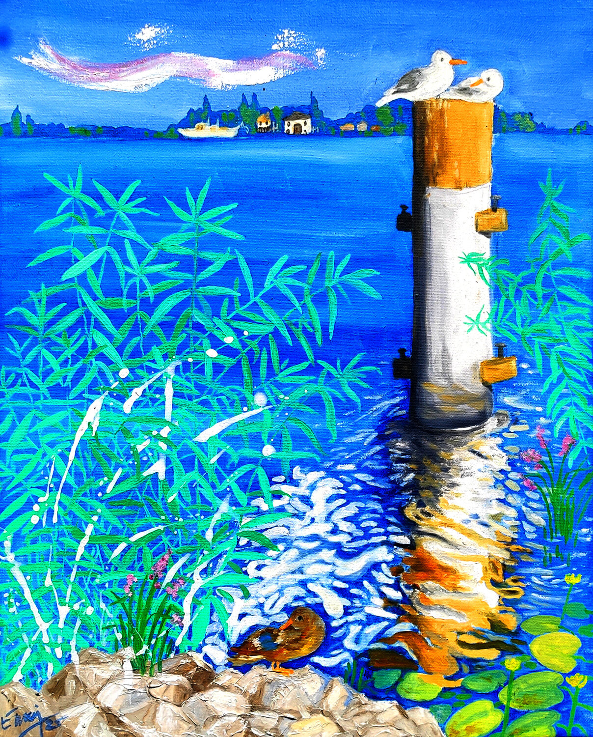 Nationalpark Unteres Odertal.1 - Oderkanal Ewa Jablonski Original painting for sale