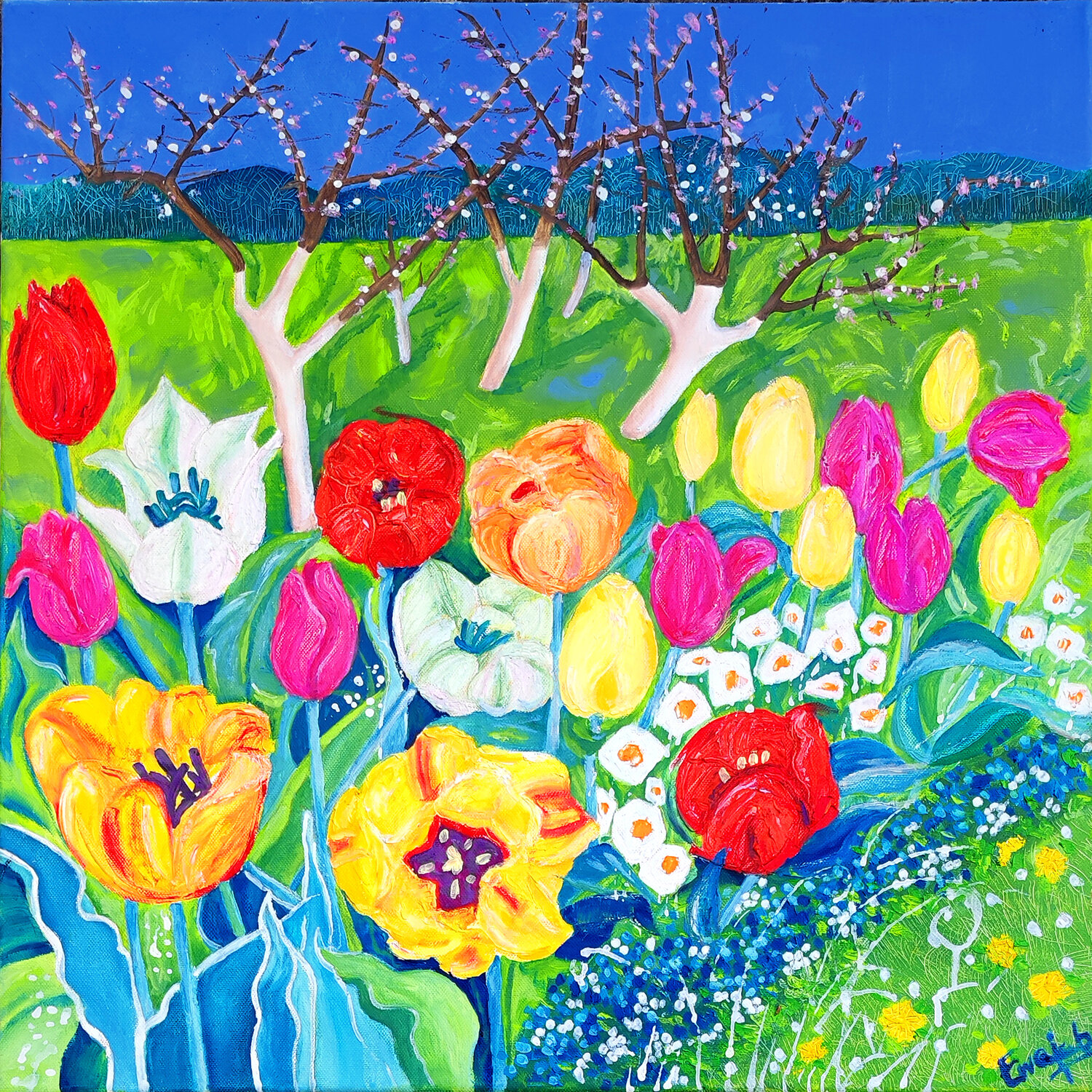 Frühlingsgarten Ewa Jablonski Original painting for sale