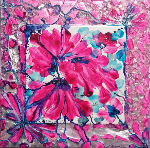 FUSIONE ROSA su Mosaico di Ceramica by Lucia Luce, Painting for Sale on Select