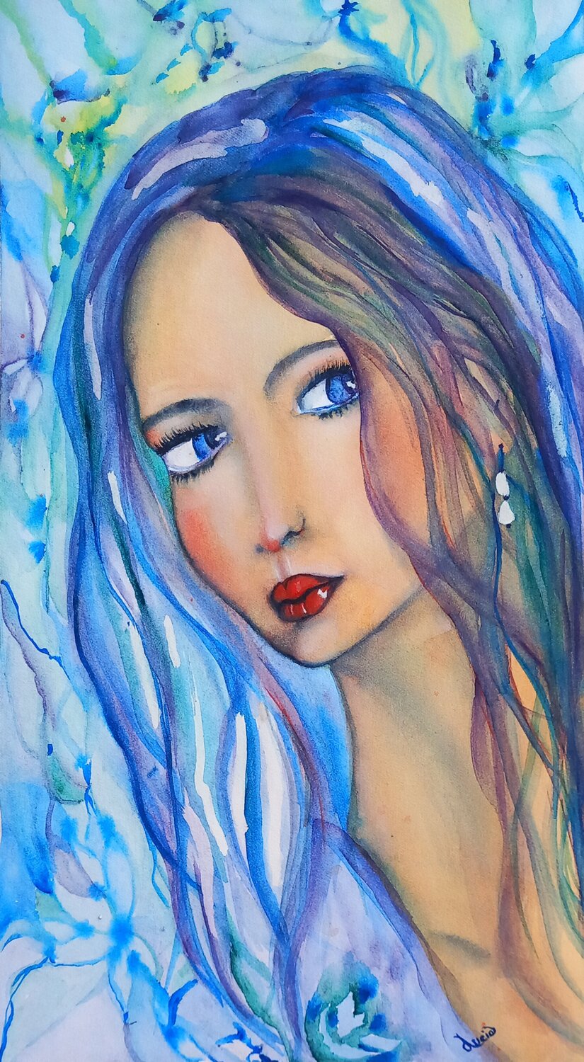 BLUE EYES Lucia Luce Original painting for sale