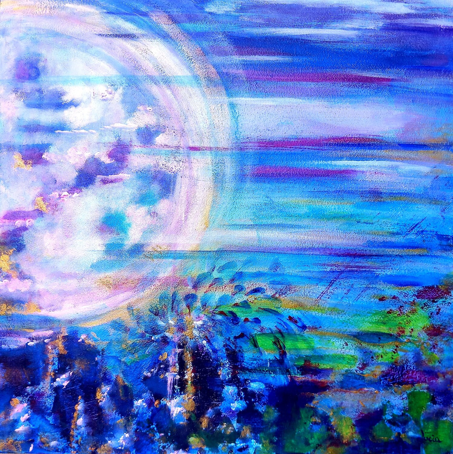PURPLE MOON Lucia Luce Original painting for sale