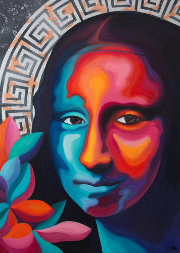 Stepping Out of the Louvre by Monika Mrowiec, Painting for Sale on Select