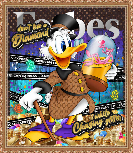 Don't lose a diamond while chasing glitter - Scrooge McDuck by Monika Mrowiec, Painting for Sale on Select