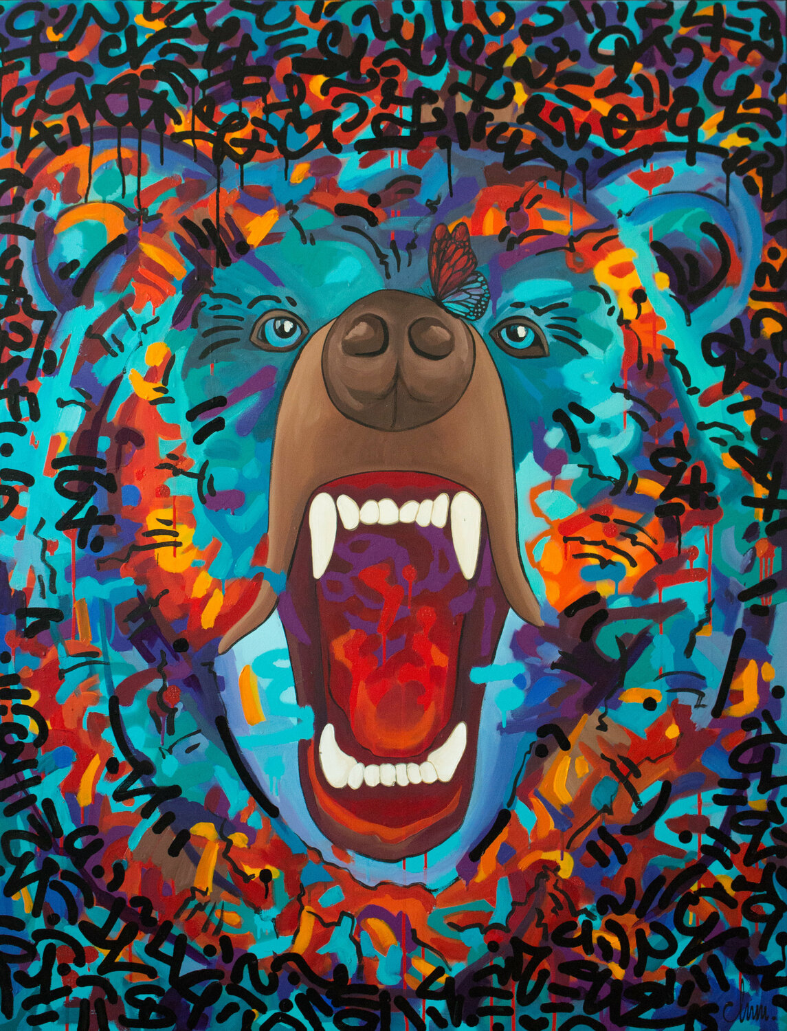 Simple way to the madness of a bear Monika Mrowiec Original painting for sale
