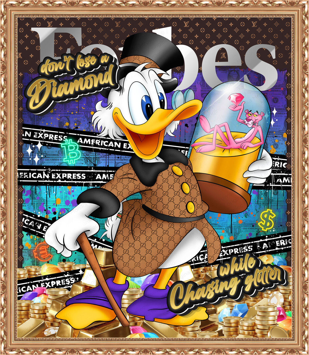 Don't lose a diamond while chasing glitter - Scrooge McDuck Monika Mrowiec Original painting for sale