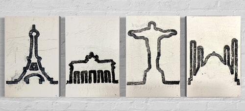 Grundlinie (set of 4, international) by Grit Peters, Painting for Sale on Select