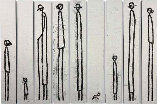 CHOOSE 4 figures of "en famille small" by Grit Peters, Painting for Sale on Select