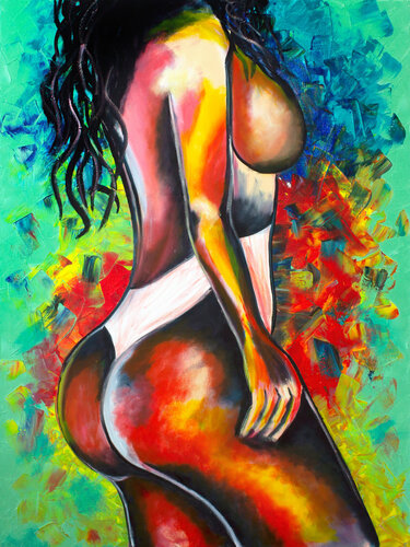 Fiery Figure Portrait by Tetiana Surshko, Painting for Sale on Select