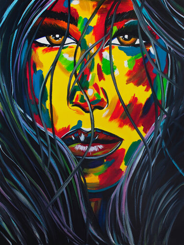 Abstract Colorful Portrait by Tetiana Surshko, Painting for Sale on Select