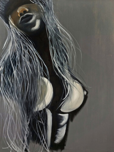 Sensual Grey Figure by Tetiana Surshko, Painting for Sale on Select