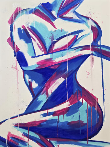 Abstract Blue Nude by Tetiana Surshko, Painting for Sale on Select
