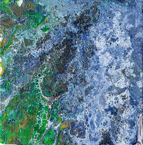 Sapphire Emerald Current by Tetiana Surshko, Painting for Sale on Select