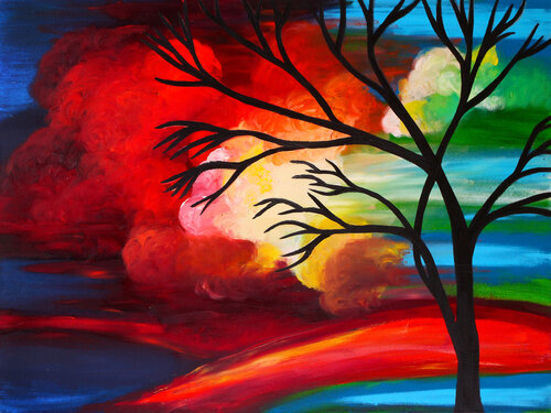 Vivid Elemental Silhouette by Tetiana Surshko, Painting for Sale on Select