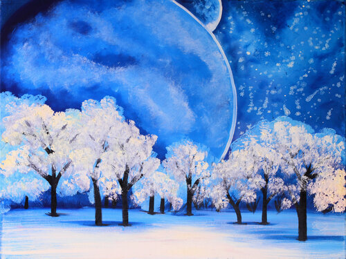 Celestial Winter Grove by Tetiana Surshko, Painting for Sale on Select
