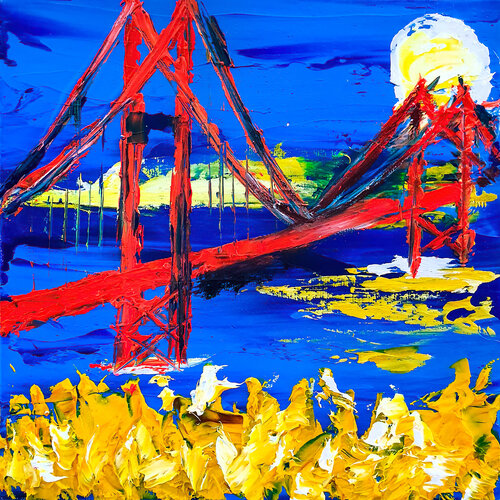 Golden Gate Night by Tetiana Surshko, Painting for Sale on Select